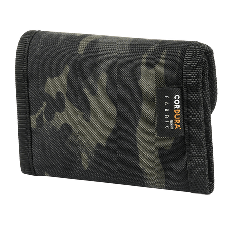 M-Tac Pung Elite Gen.II in black camouflage with Cordura 500D material, compact design for cash and cards, seen from the back.