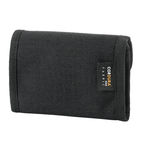 M-Tac Wallet with Patch Panel Elite Gen. II in durable Cordura 500D material, shows the exterior of the black wallet from M-Tac.