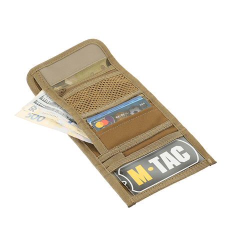 M-Tac Patch Panel Elite Gen. II open wallet with compartments for cards and cash, made from durable material.
