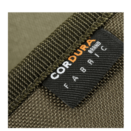 Close-up of M-Tac Patch Panel Elite Gen. II wallet showing Cordura 500D label and durable material.