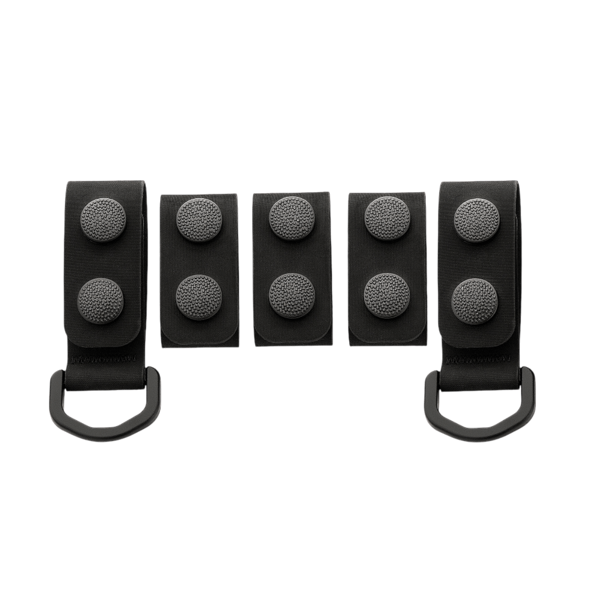 M-Tac Taktiske Bæltefittings (5 stk.) med D-ringe til fastgørelse af politibælte og ekstra udstyr.