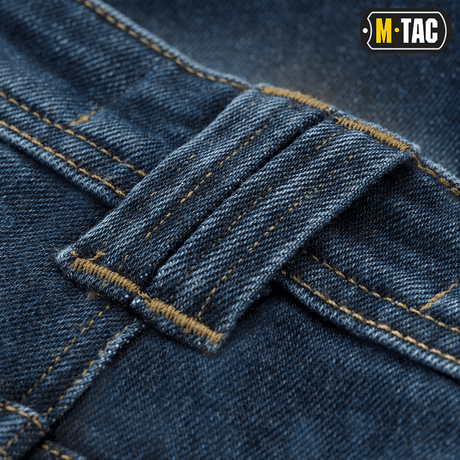 Nærbillede af M-Tac Jeans Tactical Gen. I Cordura Regular Fit med holdbart Cordura Denim-materiale og synlige syninger