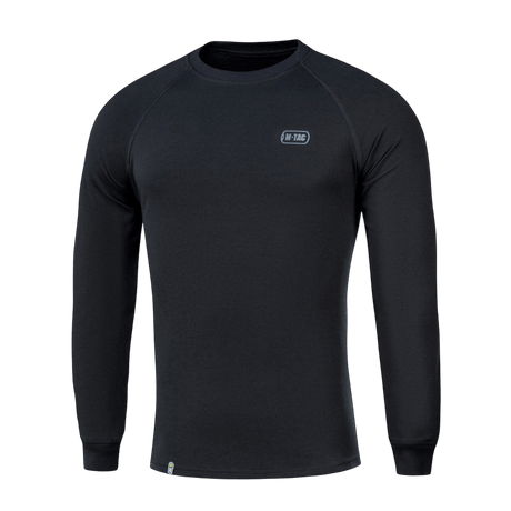 Black M-Tac Raglan Athlete sweatshirt with raglan sleeves and crew neck, ideal for sports and everyday use, made of cotton and elastane.