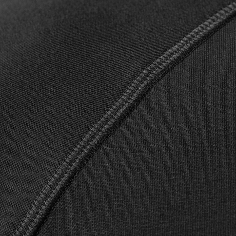 Close-up of black M-Tac Raglan Athlete sweatshirt with raglan sleeve for freedom of movement, made of 95% cotton and 5% elastane.