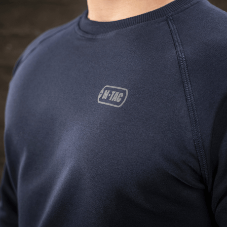 M-Tac Raglan Athlete sweatshirt in navy blue with raglan sleeves, optimal for sport and everyday; 95% cotton, 5% elastane.