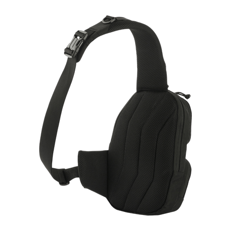 M-Tac Buckler Bag Elite in black with MOLLE system and shock-absorbing pad, ideal for tactical storage.