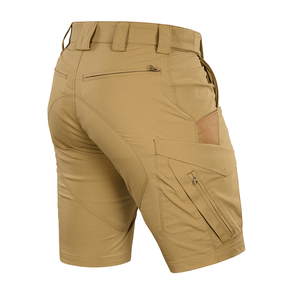 M-Tac Aggressor Summer Flex Shorts i khaki, letvægts-taktiske shorts med Flex Rip-Stop-stof og flere funktionelle lommer