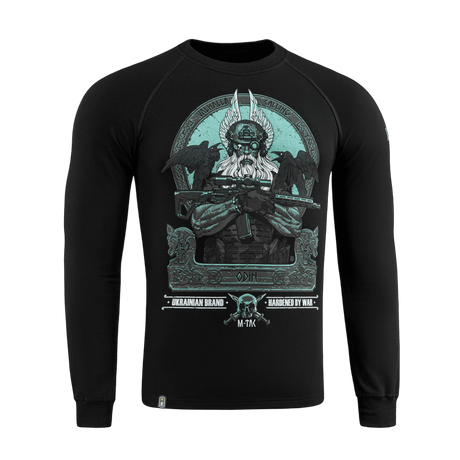 M-Tac Raglan Odin Mystery med Odin-motiv, perfekt til casual eller taktisk brug, 95% bomuld, 5% elastan, falmebestandigt tryk.