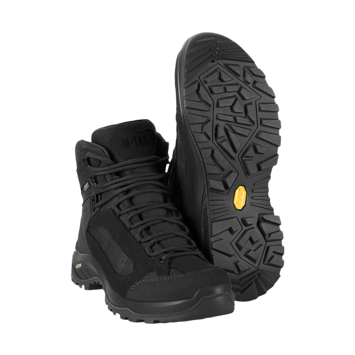 M-Tac Taktiske Demi-Season Støvler Pro Line med Vibram-sål, designet til taktik, vandreture og fysisk aktivitet, fremstillet i suede og Cordura.