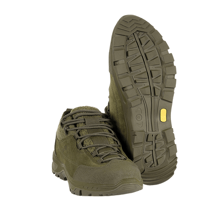 M-Tac Tactical Sneakers Patrol R Vent i olivengrøn til trekking og udendørsaktiviteter, skridsikker sål og åndbart design.