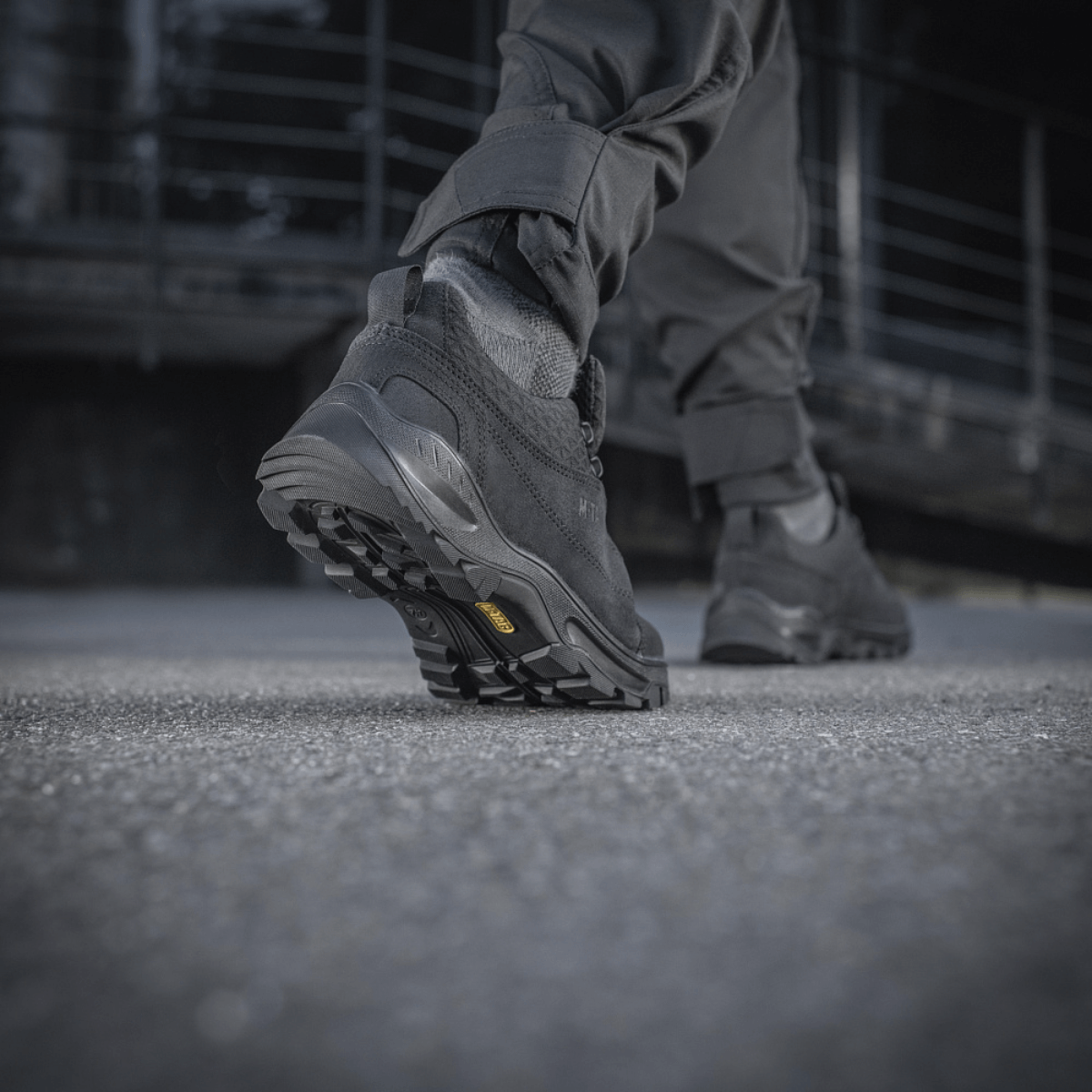 M-Tac Tactical Sneakers Patrol R Vent in use during outdoor activities, showcasing durability and slip-resistant sole on rough terrain.