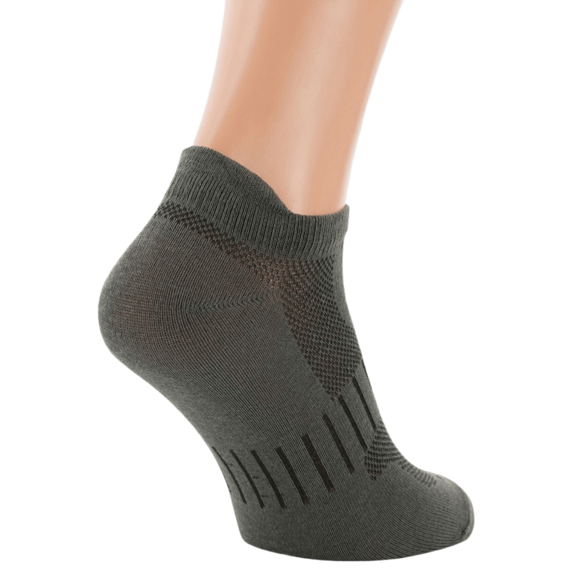 M-Tac Let Sportsokker i åndbart materiale til løb og sport, vises på en fod med elastisk kant for optimal pasform og komfort.