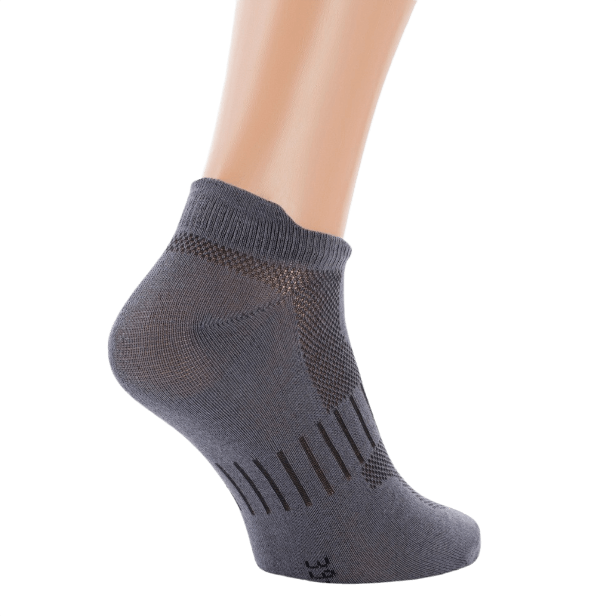 M-Tac Let Sportsokker i kort grå design til løb og udendørsaktiviteter. Ergonomisk og åndbart materiale til komfort.