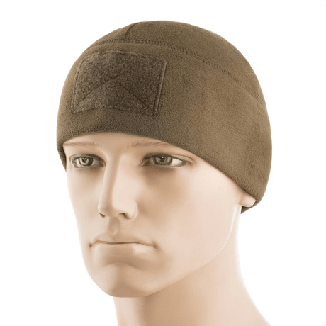 M-Tac Fleece Tactical Watch Cap Beanie m. Patch Panel i brun fleece til både taktisk brug og udendørs aktiviteter.