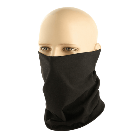 M-Tac Bomuld Tube Scarf brugt som maske på mannequinhoved, multifunktionelt bomuld tilbehør til aktiv fritid og taktisk brug.