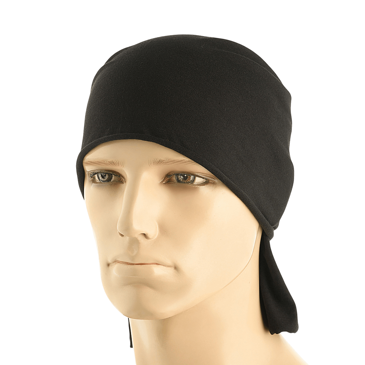 M-Tac Bomuld Tube Scarf i sort bæres som Sahara Bandana på mannequin, lavet af 100% bomuld, multifunktionel og hurtigtørrende.