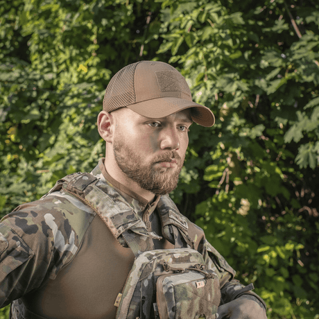 M-Tac Baseball Cap Ripstop Elite Flex i lysebrunt ripstop-materiale med ventilationsnet og justerbar lukning, NIJ-certificeret, gallery position 1.
