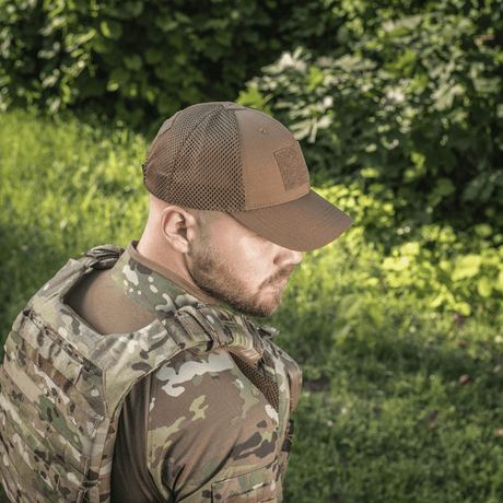 M-Tac Baseball Cap Ripstop Elite Flex i brunt ripstop med ventileret netstof og NIJ-certificering, professionel kropsbeskyttelse, gallery position 1.