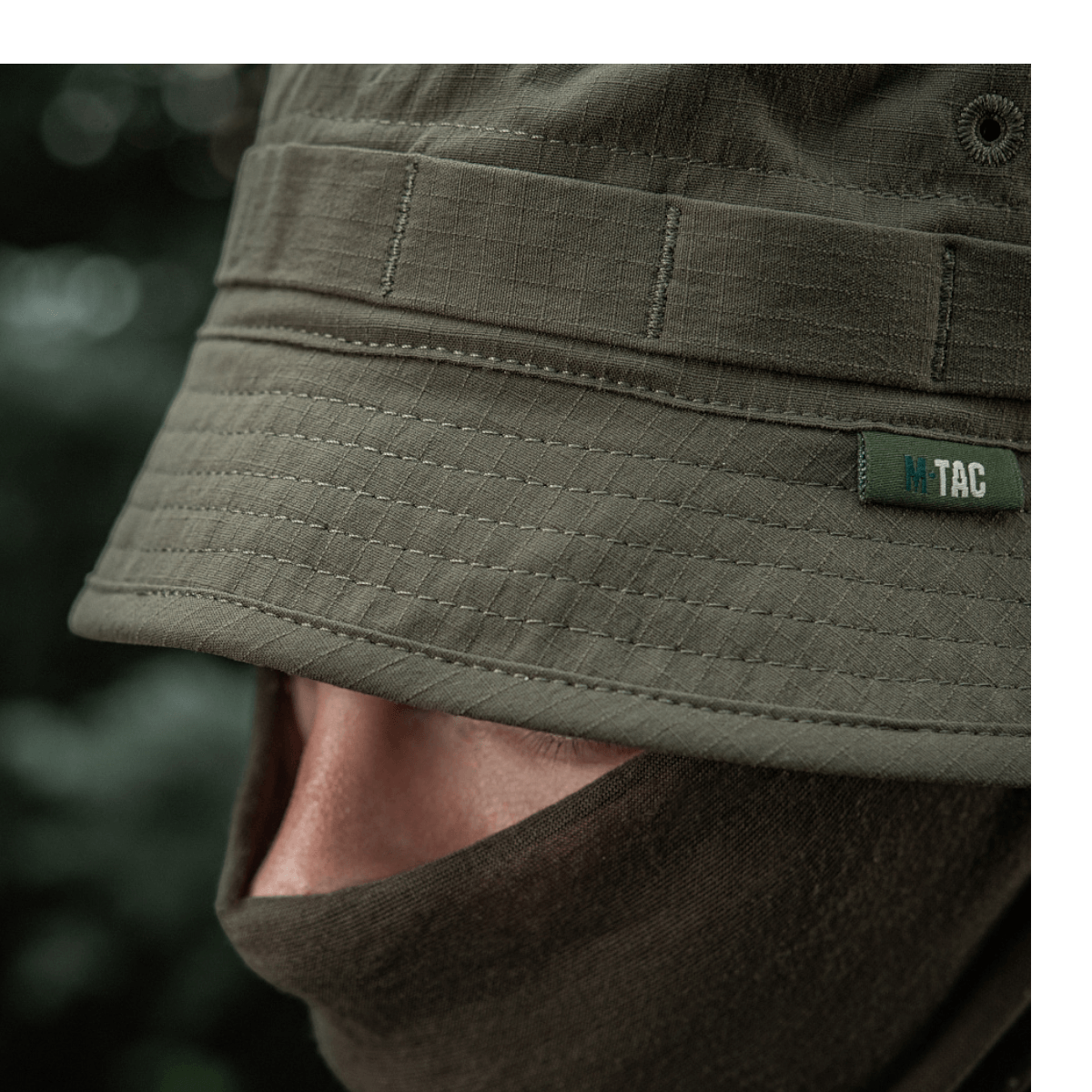 M-Tac Panamahat Gen. II Summer Flex i høj kvalitet med solbeskyttelse ideel til sommerbrug, detalje af semi-rigid skygge, close-up visning.