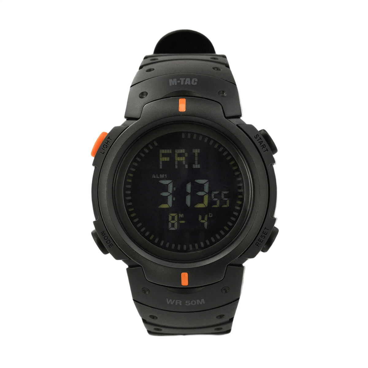 M‑Tac Taktisk Compass Ur med elektronisk kompas, stopur, alarm og vandtæt design, ideel til udendørs aktiviteter.