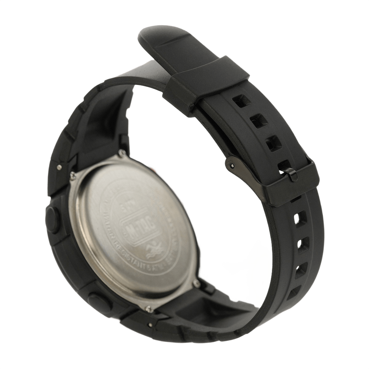 Tilbagevisning af M‑Tac Taktisk Compass Ur med vandtæt gummirem og holdbart design.