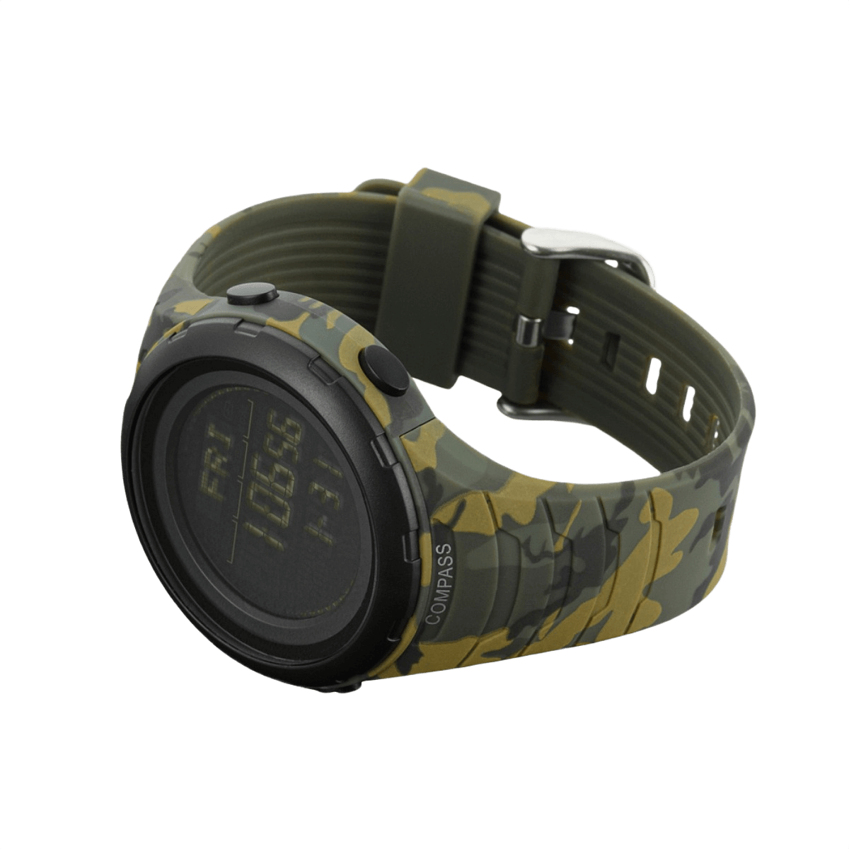 M-Tac Tactical Ur 2166 i camouflage med kompas og LED-baggrundsbelysning, ideel til outdoor og taktisk brug, holdbar ABS-plast.