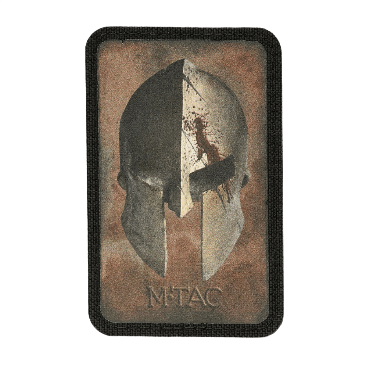 M-Tac Spartan Hjelm Patch i Cordura 500D med vintage-design, taktisk morale patch for tøj og tasker, viser mod og styrke.