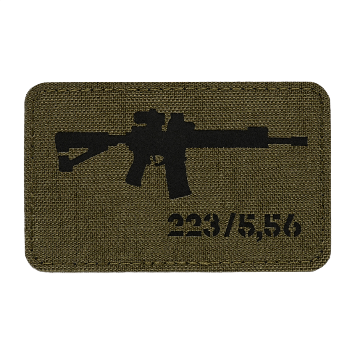 M-Tac AR-15 223/5,56 Laser Cut Patch med Velcro i Cordura 500D, 80x50 mm. Taktisk patch til tøj, rygsæk og udstyr.