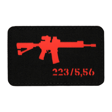 M-Tac AR-15 223/5,56 Laser Cut Patch with Velcro on black Cordura background, designed for military and outdoor use, 80 x 50 mm.