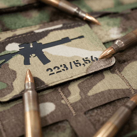 M-Tac AR-15 223/5,56 Laser Cut Patch on camouflage with ammunition, Velcro back, Cordura 500D, tactical design, suitable for outdoor.