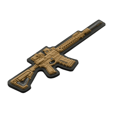 M-Tac AR-15 3D PVC Patch, taktisk morale patch med AR-15 design, kan fastgøres med Velcro, holdbar til militær og airsoft.