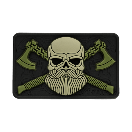 M-Tac Bearded Skull 3D PVC Patch with Velcro, tactical patch featuring a bearded skull design, durable for military and outdoor use.