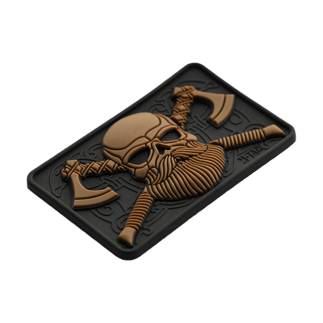 M-Tac Bearded Skull 3D PVC patch with bearded skull design and Velcro for attachment to gear, made of durable PVC, 80x50