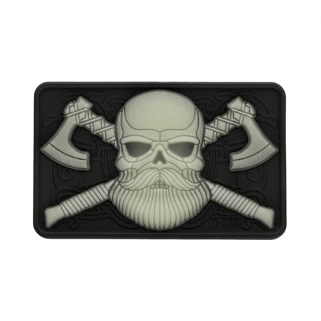 M-Tac Bearded Skull 3D PVC patch with bearded skull design, Velcro fastening, tactical morale patch for military and outdoor, 80x50mm, durable