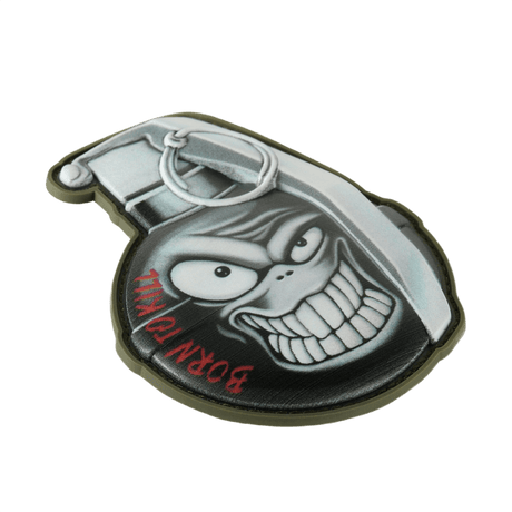 M-Tac Patch M67 Grenade 3D PVC with 'Born to Kill' text in a funny grenade design, PVC with Velcro back, size 8.8 x 6.8 cm