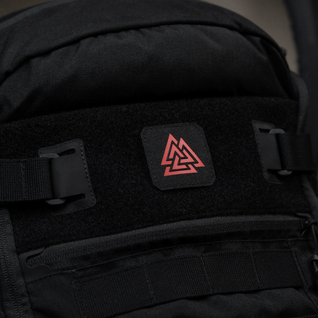M-Tac Patch Valknut Laser Cut Odin symbol on a black bag.