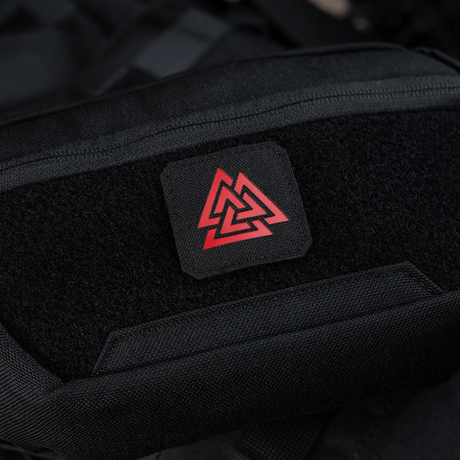 M-Tac Patch Valknut Laser Cut Odin symbol on a black backpack.