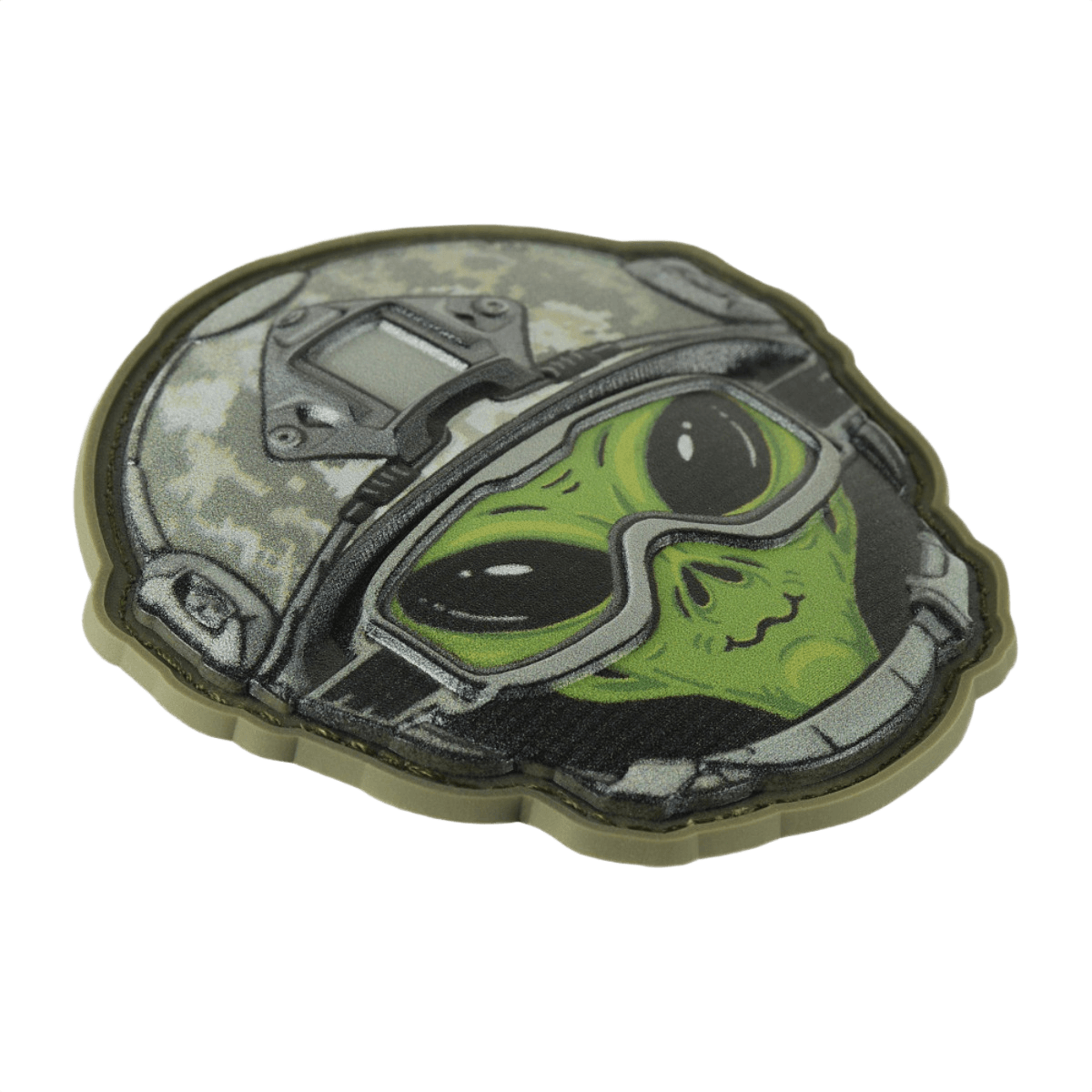 M-Tac Patch Emoji #14, 3D PVC morale patch med alien design og velcro, perfekt til udstyr, tøj eller tasker. Størrelse: 6.5 x 6.5 cm.