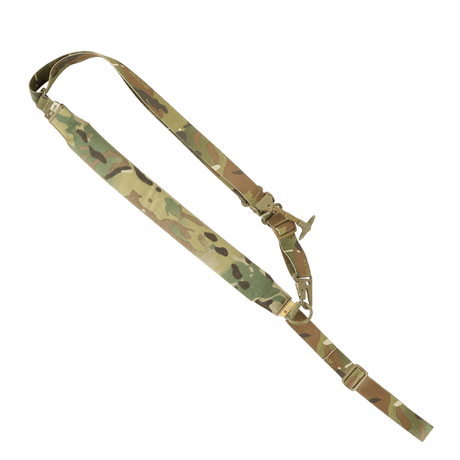 M-Tac Universal Weapon Sling in camouflage-colored nylon with adjustable length and quick-release buckle, designed for professional weapon handling, gallery position 1