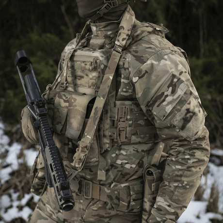 M-Tac Universal Weapon Sling in multicam nylon with adjustable length and robust carabiner for tactical weapon handling, gallery position 1