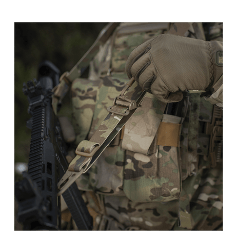M-Tac Universal Weapon Sling in multicam nylon with adjustable length, robust buckle and carabiner for tactical weapon handling, gallery position 1