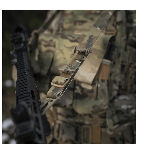 M-Tac Universal Weapon Sling in multicam nylon with adjustable length and robust carabiner for tactical weapon handling, gallery position 1