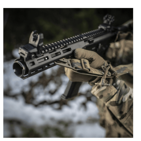 M-Tac Universal Weapon Sling in multicam nylon with adjustable buckle and carabiner for tactical weapon handling, gallery position 1