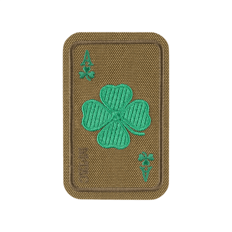 M-Tac Patch Lucky Card (Embroidered) with embroidered clover in Cordura 500D, symbol of luck and protection. Velcro attachment.