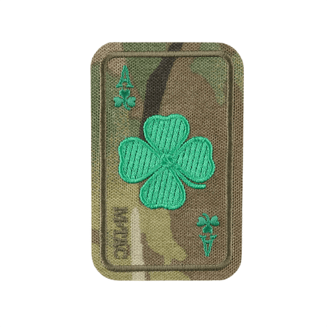 M-Tac Patch Lucky Card (Embroidered) with clover motif, embroidered on durable Cordura 500D. Suitable for clothing and gear.