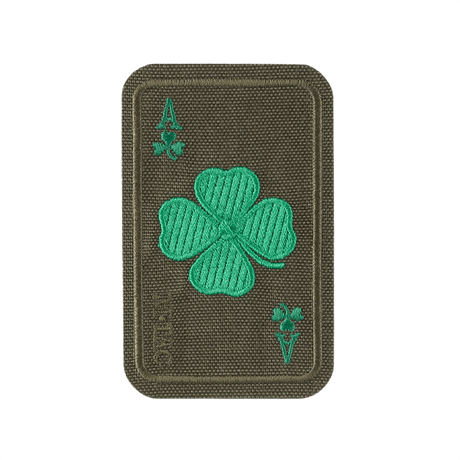 M-Tac Patch Lucky Card (Embroidered) with clover, embroidered Cordura 500D, symbolizes luck and protection. Fastens with Velcro.