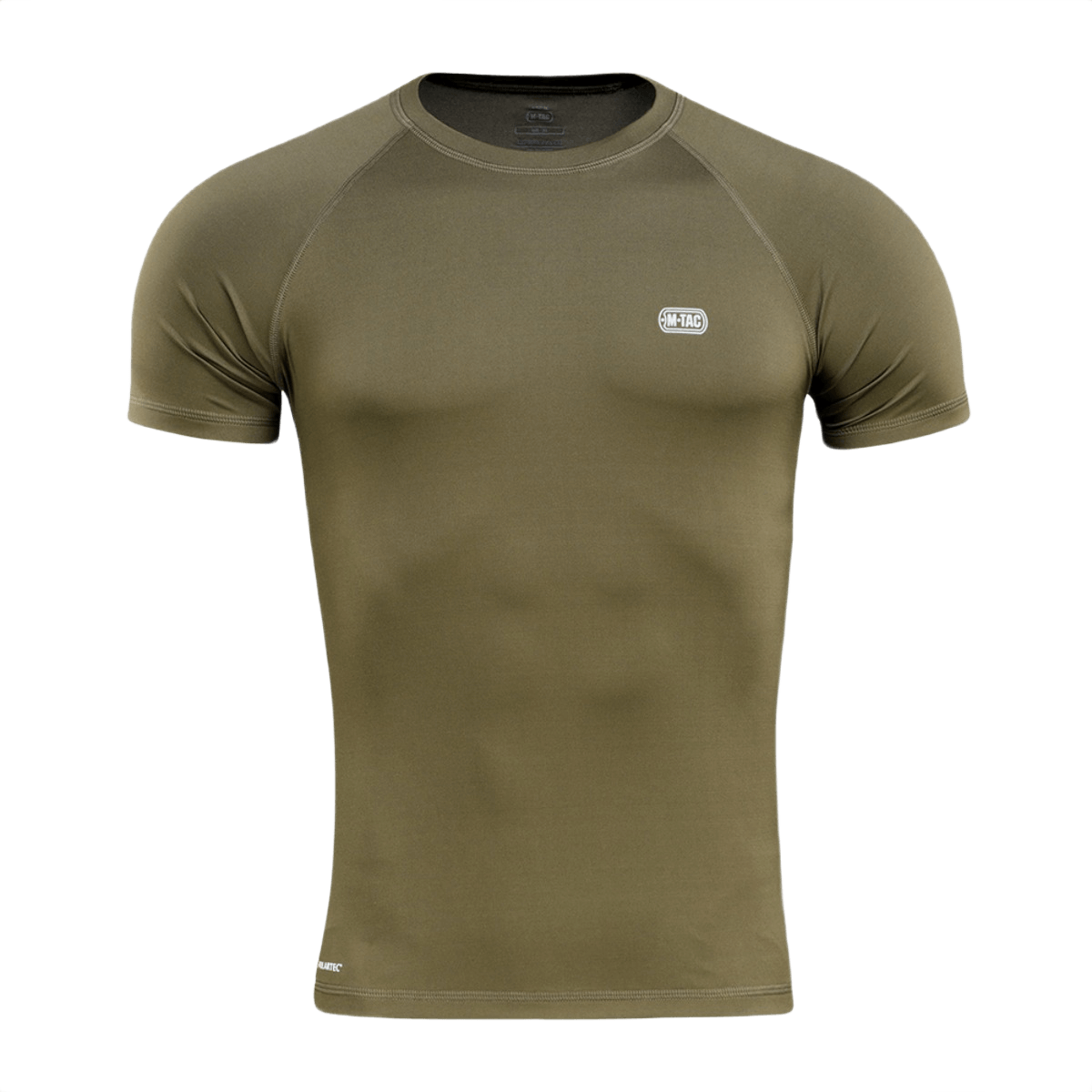 Olivenfarvet M-Tac T-shirt Ultra Light Polartec lavet af Power Dry® materiale med svedtransporterende og hurtigtørrende egenskaber.