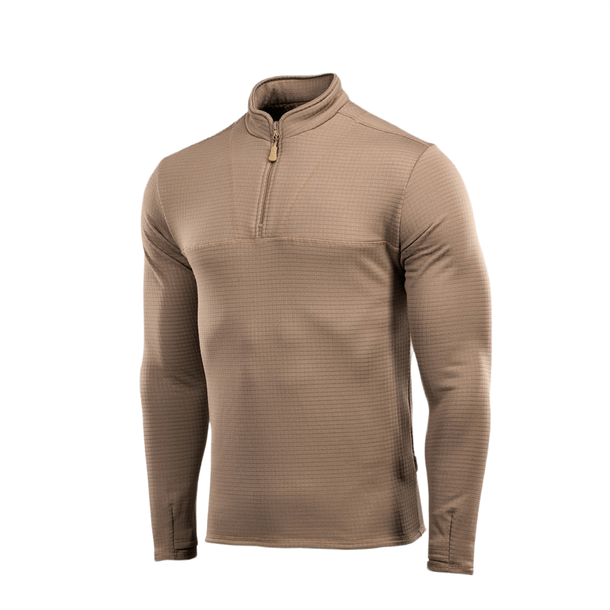 M-Tac Thermal Fleece Trøje Delta Level 2 i beige, fremstillet i 100% polyester med YKK-lynlåse, velegnet til koldt klima.