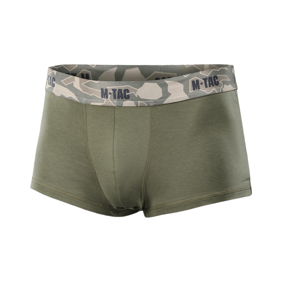 M-Tac Herre Boxer 93/7 i grøn med camouflage elastik, anatomisk pasform, komfortabel, holdbar, velegnet til aktiv livsstil.