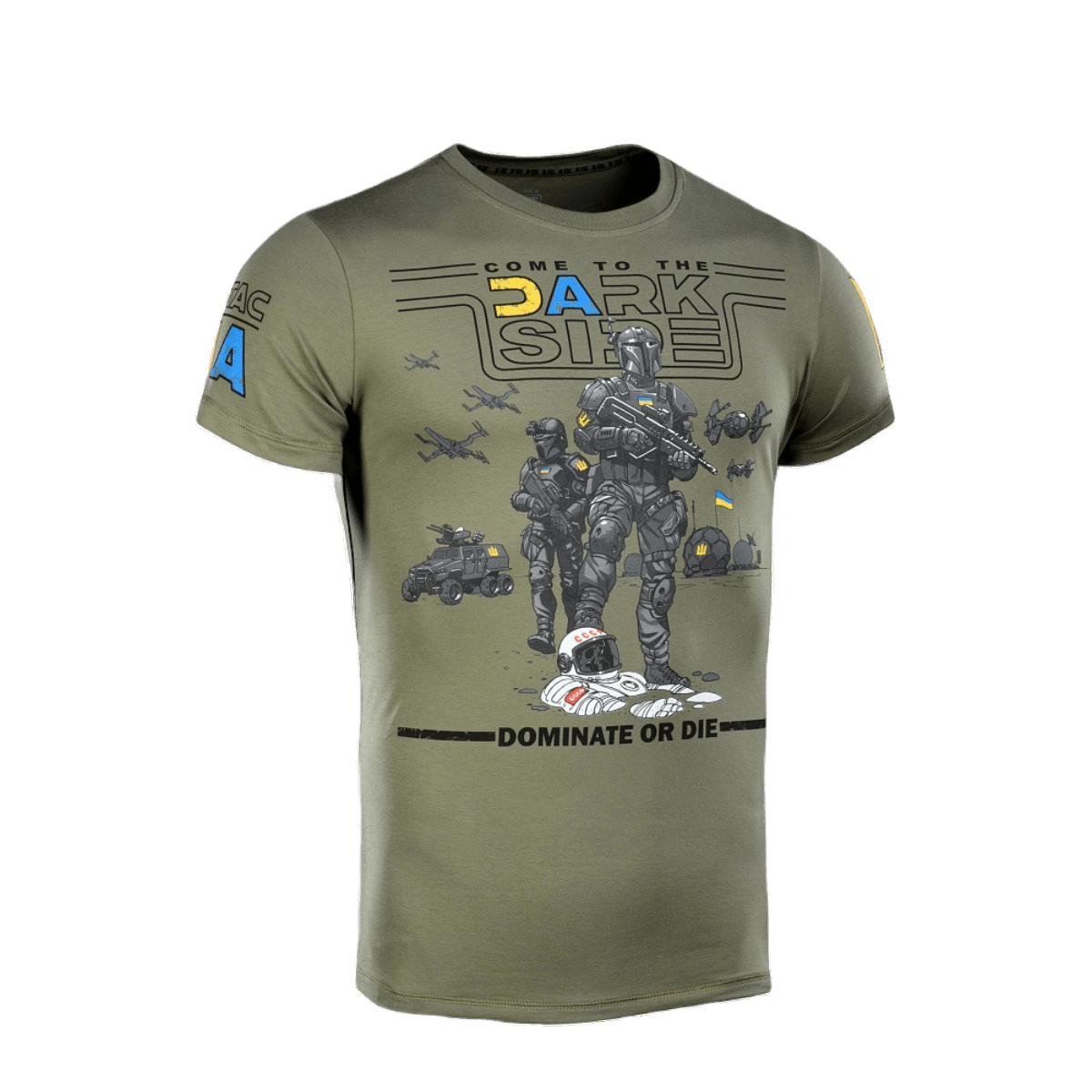 M-Tac T-shirt UA Side i lys olivengrøn, med unikt design og MagnaColours® premium print, fremhæver muskelkonturer, komfort og holdbarhed.